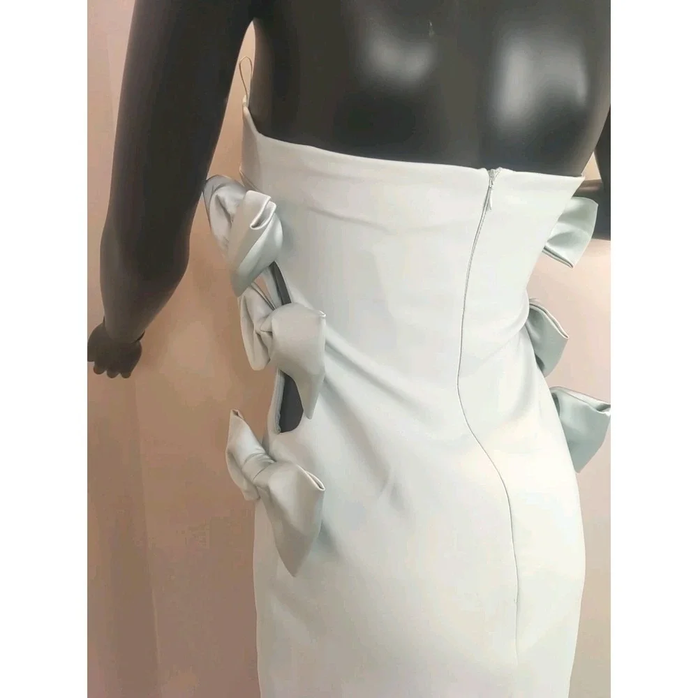 Zara Women‎ Pastel Green Sleeveless Open Side Satin Bows Lined midi Dress Size S